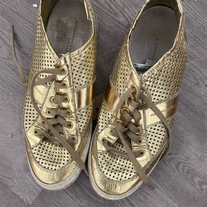 Spanish Designer Gold Shoes